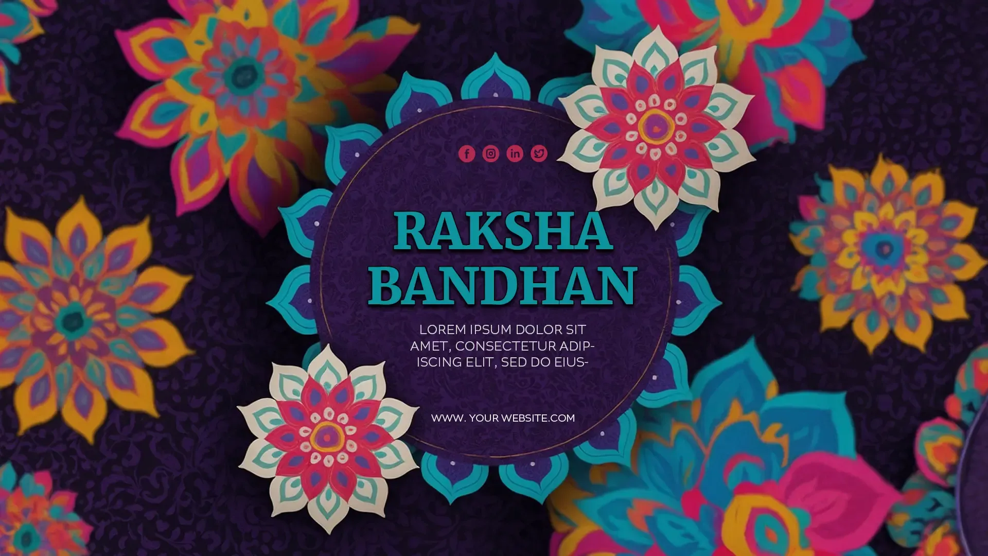 Beautiful Raksha Bandhan Template with Floral Motifs Card image